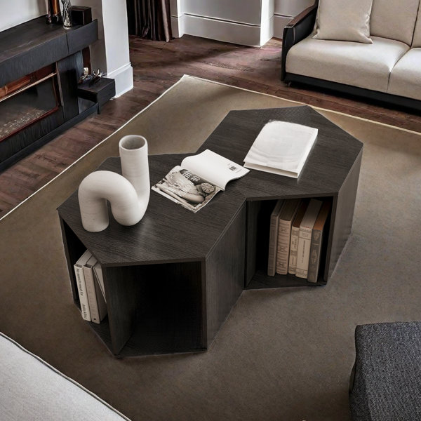 Latitude Run® Set Of 2 Hexagonal Coffee Tables With A Storage Shelf ...